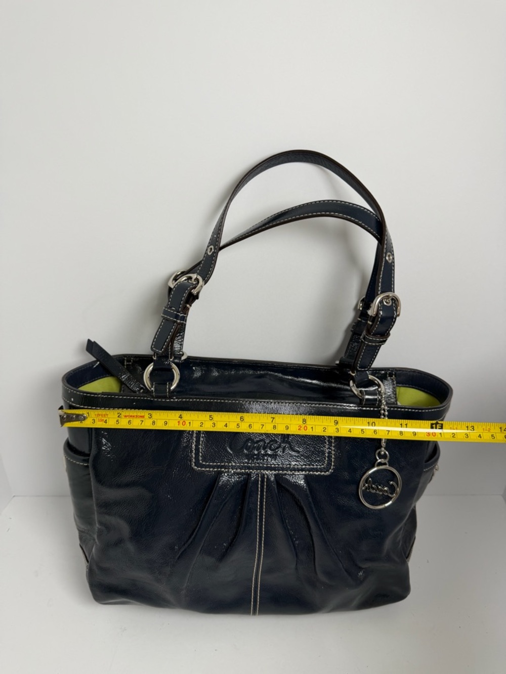 Coach Y2K East West Gallery Midnight Pleated Patent Leather Tote - Picture 4 of 12